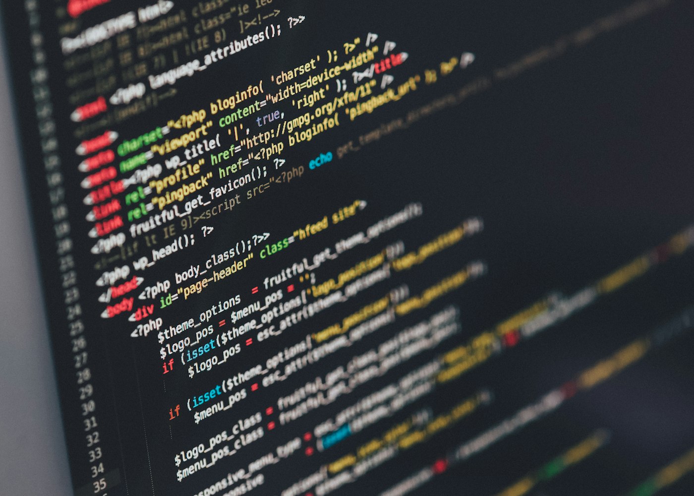 Software code on a screen
