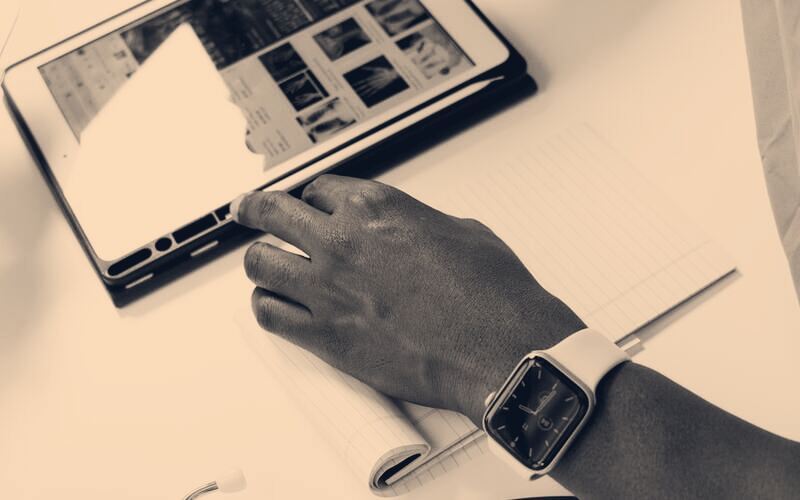 Clinician using a tablet to capture notes
