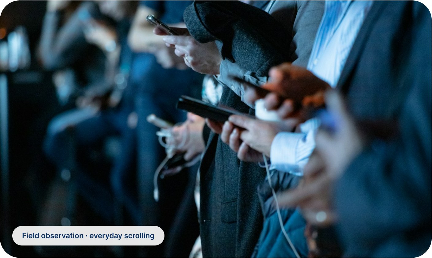Commuters scrolling on their phones